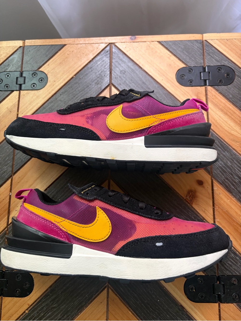 Nike Pink and Yellow Low-Top Runner